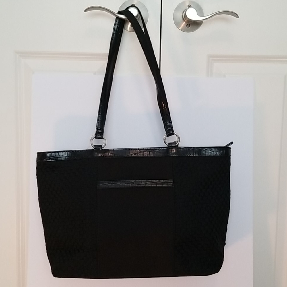 NWT Coldwater Creek black weave croc bag